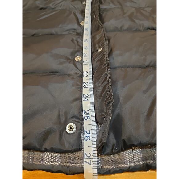 J Crew Down Vest Mens XL Black Flannel Lined Puffer Feather Quilted Zip Snap - Picture 9 of 14